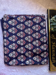 Ajrakh Mirror Saree-Royal Blue