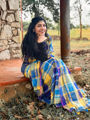 Mul Mul Cotton Saree — Royal Sunshine Checks