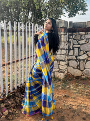 Mul Mul Cotton Saree — Royal Sunshine Checks