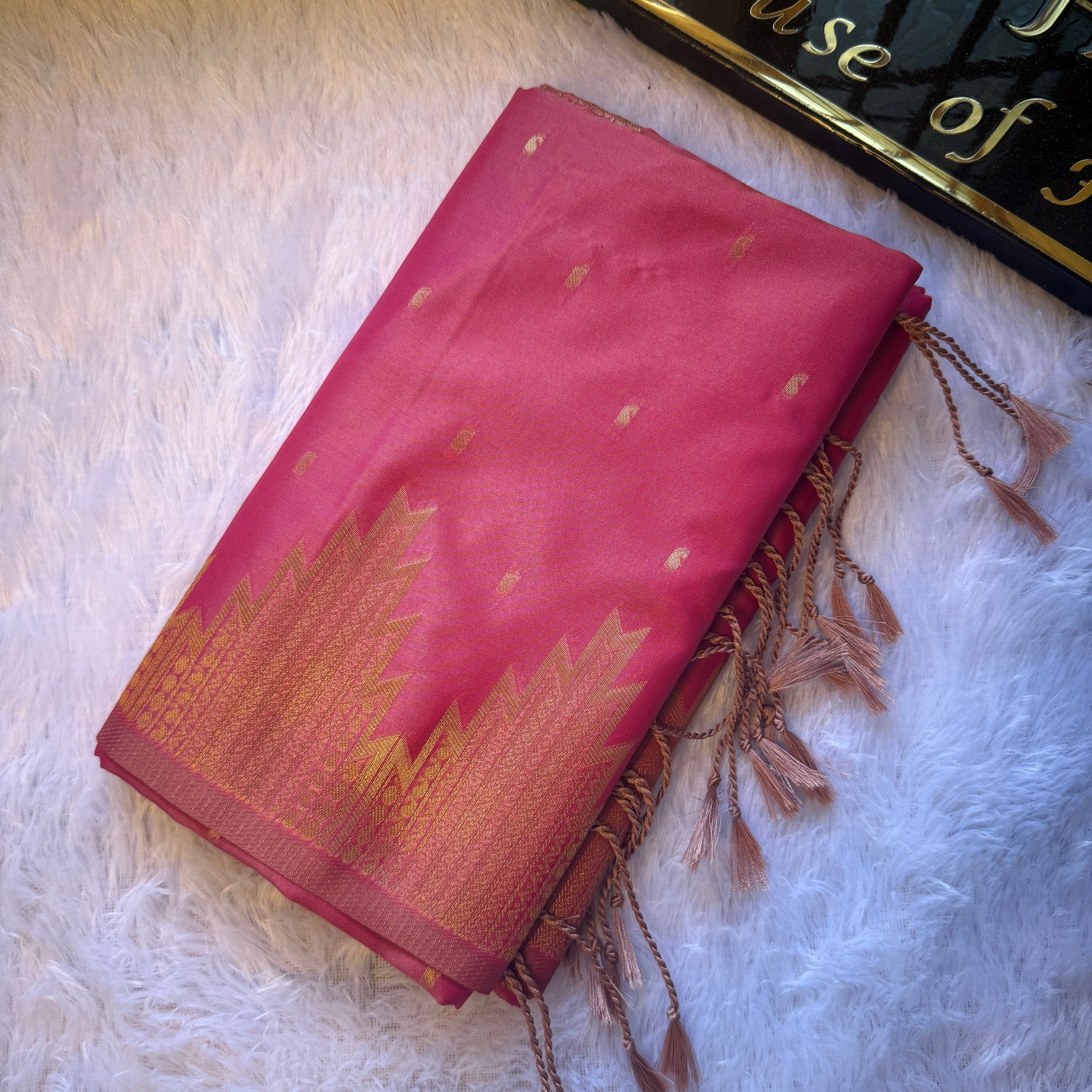 Arni Silk Saree — Coral Rose