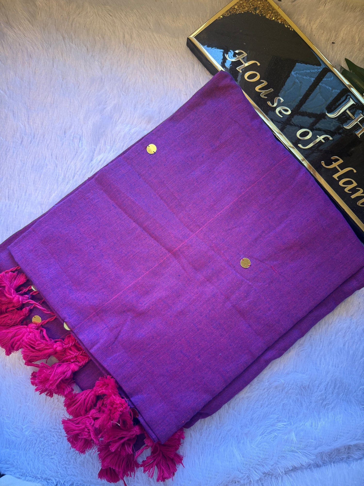 Mul Mul Cotton Saree — Magenta