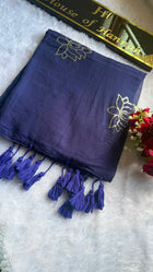 Royal Blue Lotus Mul Mul Cotton Saree