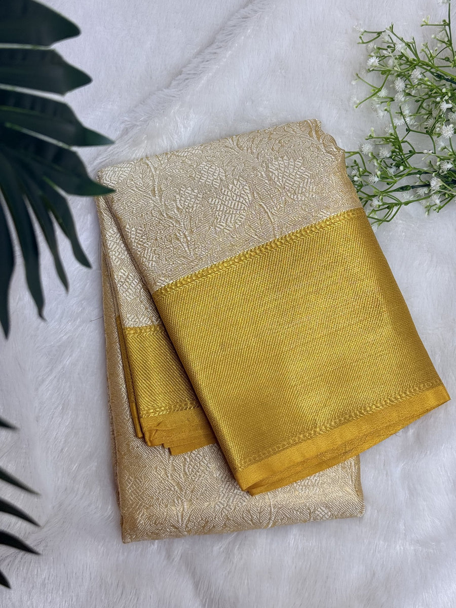Bridal Tissue Silk Saree in champagne gold