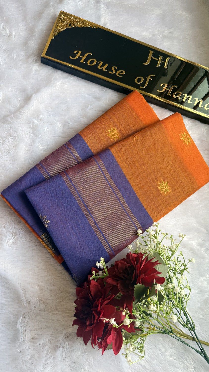 Kanchi Silk Saree — Orange & Violet