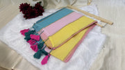 Mul Mul Cotton Saree in pastel stripes