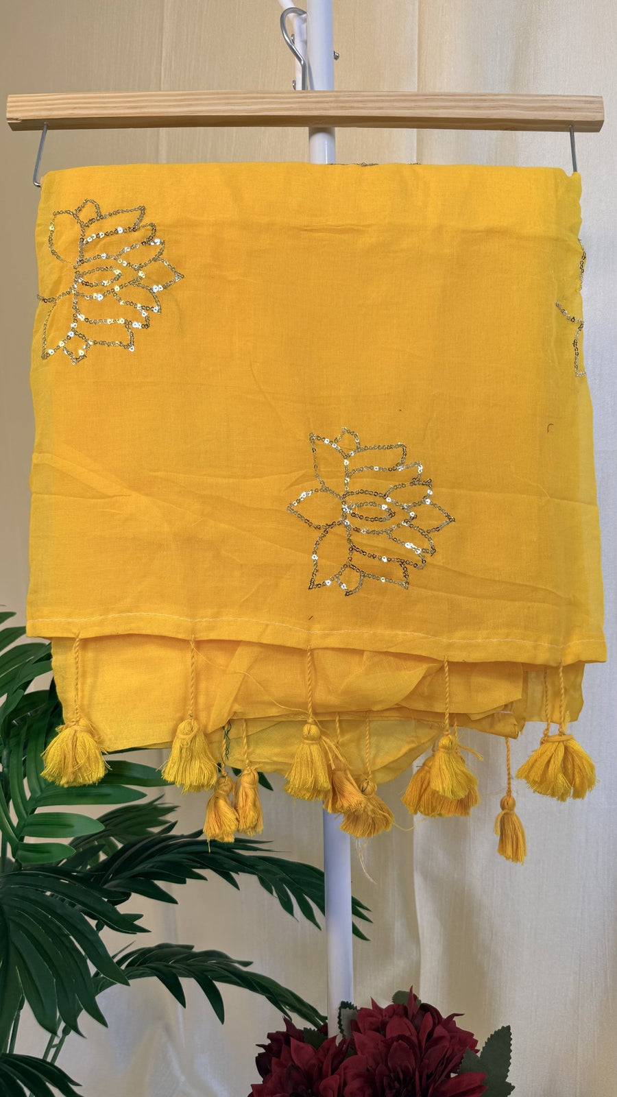 Marigold yellow Mul Mul Cotton Saree