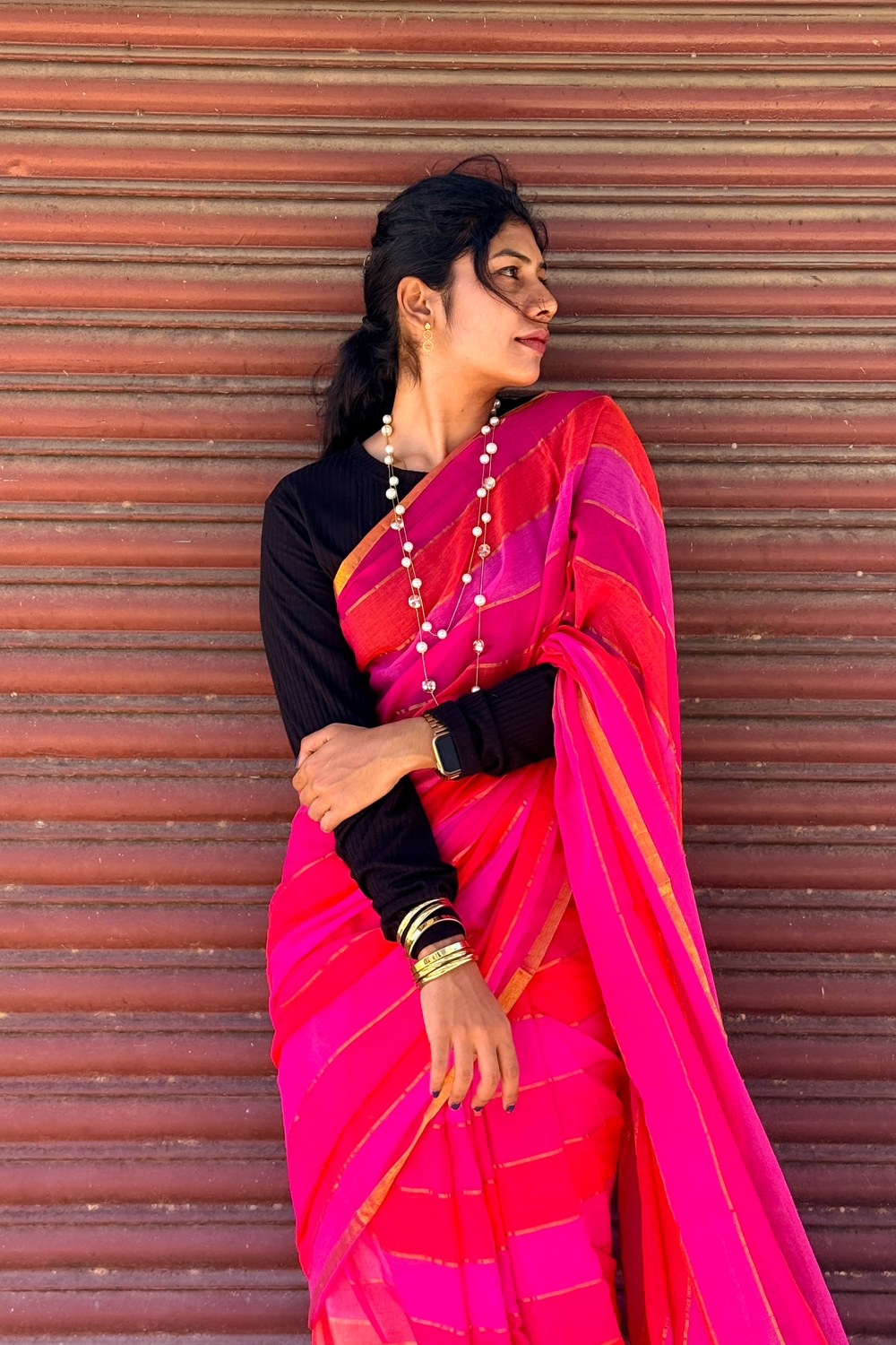 Fine zari border of the mul mul cotton saree